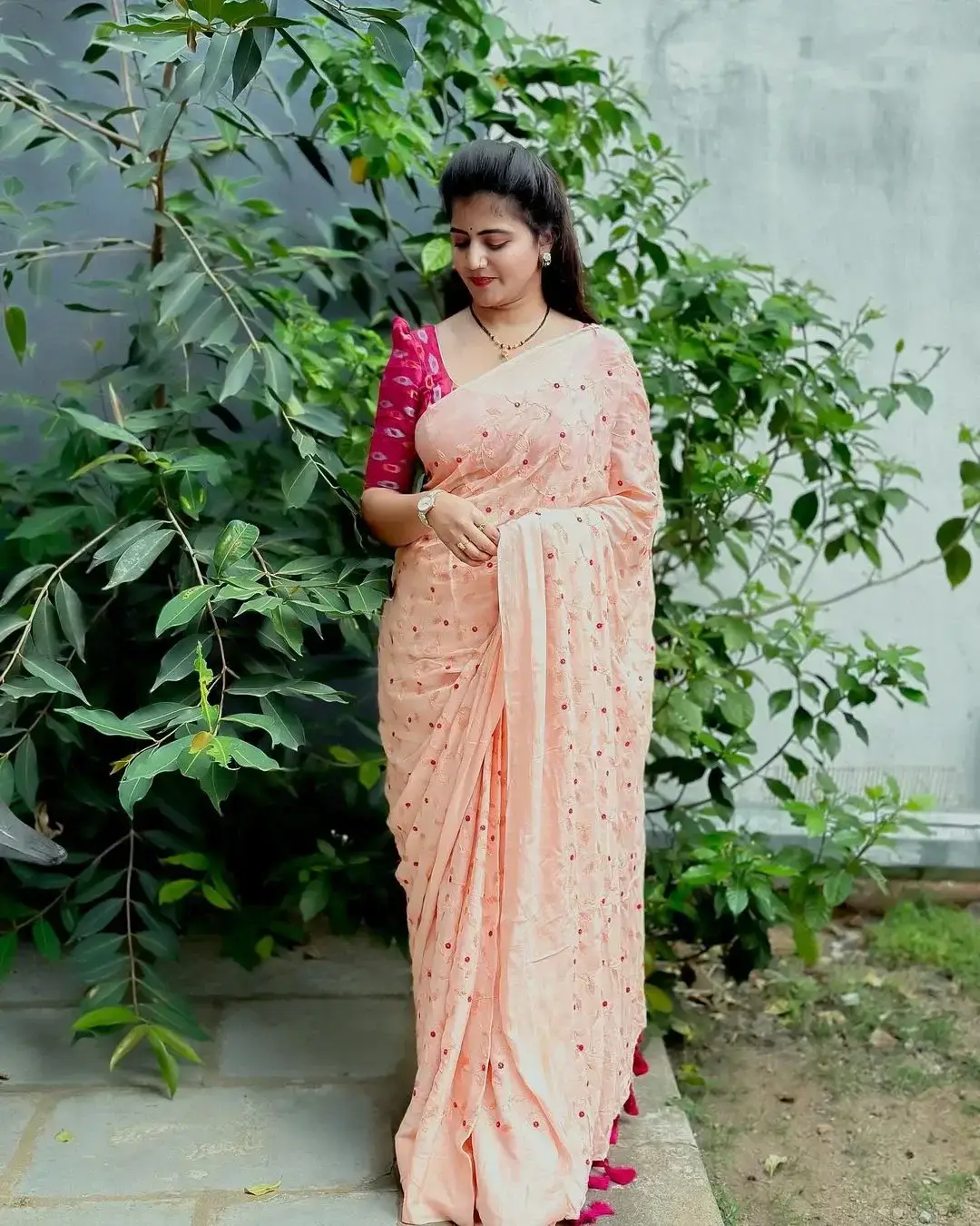 Hyderabad TV Actress Shiva Jyothi in Pink Saree